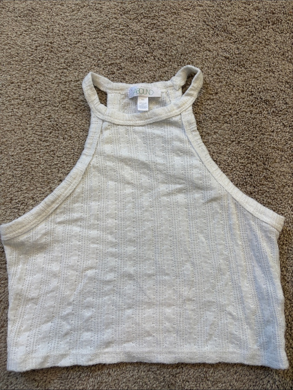 Abound Cream Ribbed Halter Crop Top